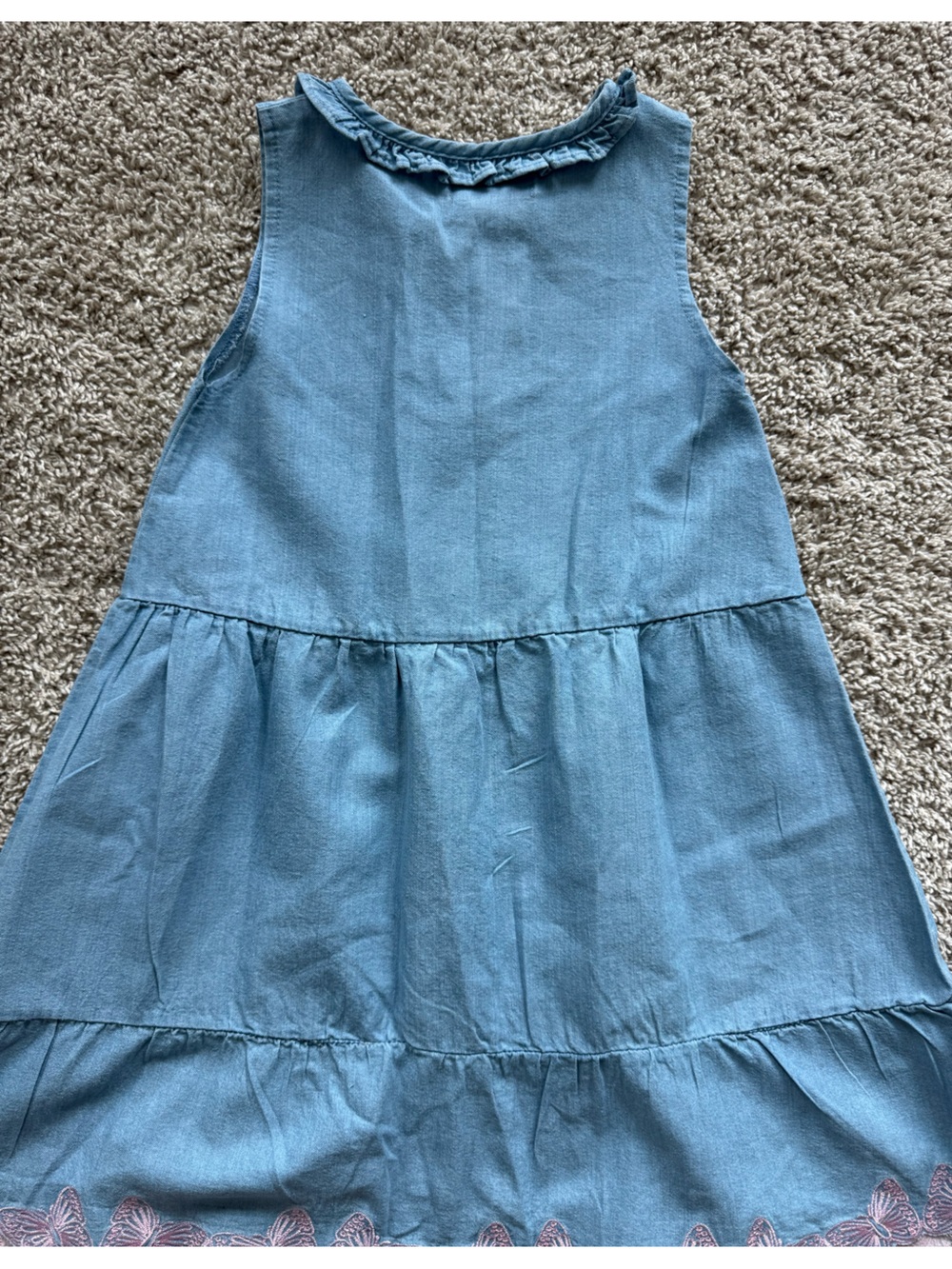 Girls Blue Chambray denim Butterfly Dress sleeveless Size 8 Button Front - Picture 7 of 7